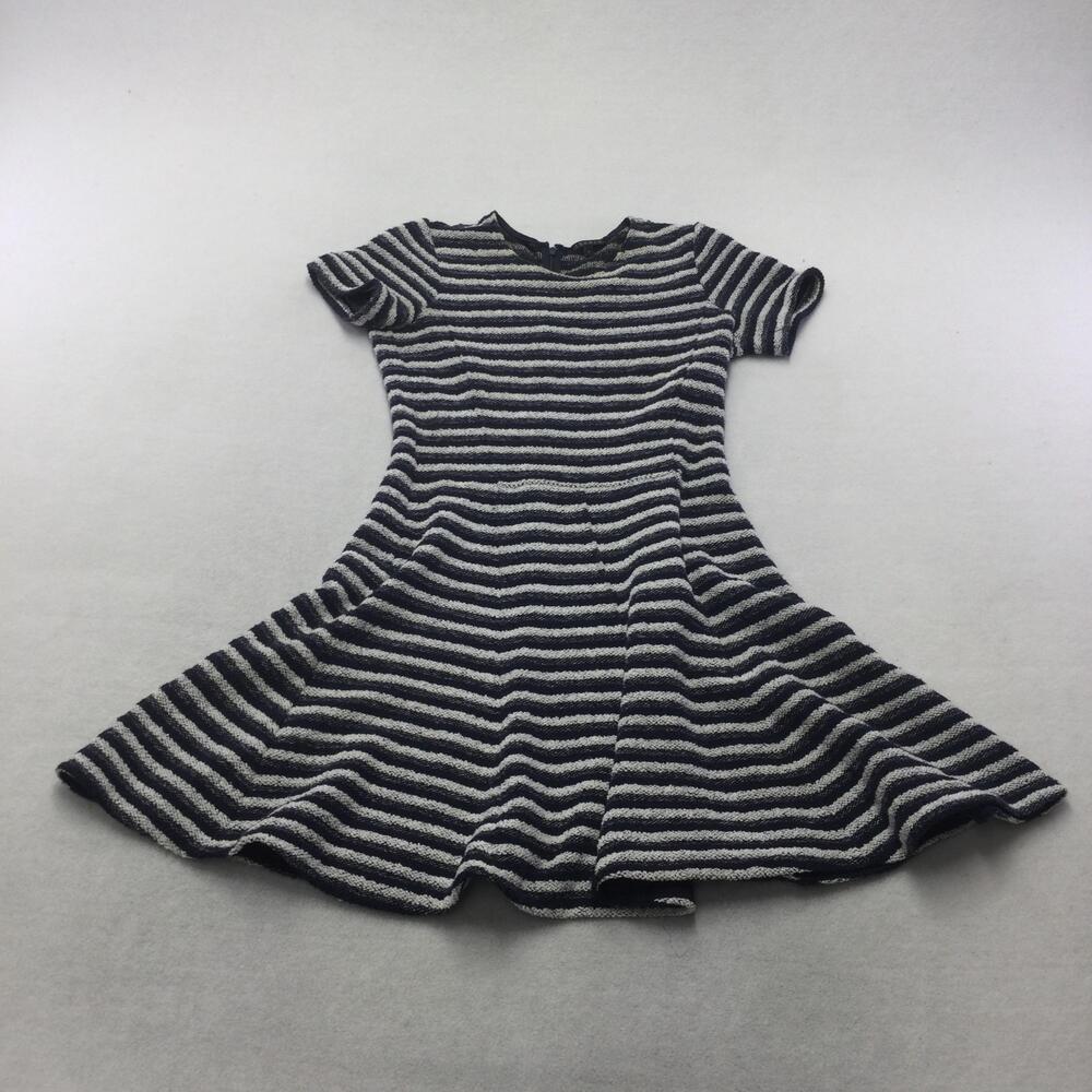 Theory Dress Womens 2 Blue White Stripe Fit & Flare Knit Short Sleeve Workwear